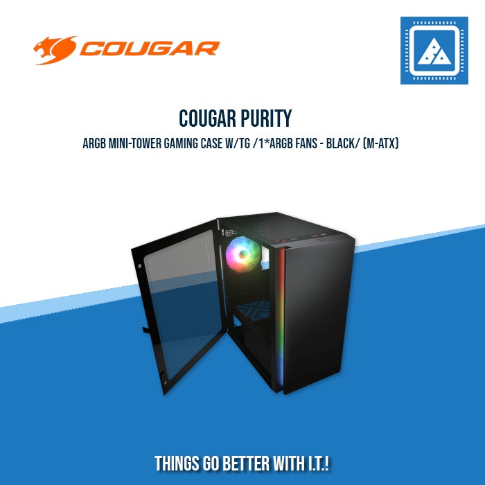 COUGAR PURITY ARGB MINI-TOWER GAMING CASE W/TG /1*ARGB FANS - BLACK/WHITE COUGAR PURITY ARGB MINI-TOWER GAMING CASE W/TG /1*ARGB FANS - BLACK/WHITE